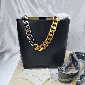 Stella McCartney Black Frayme Faux Leather Bucket Bag